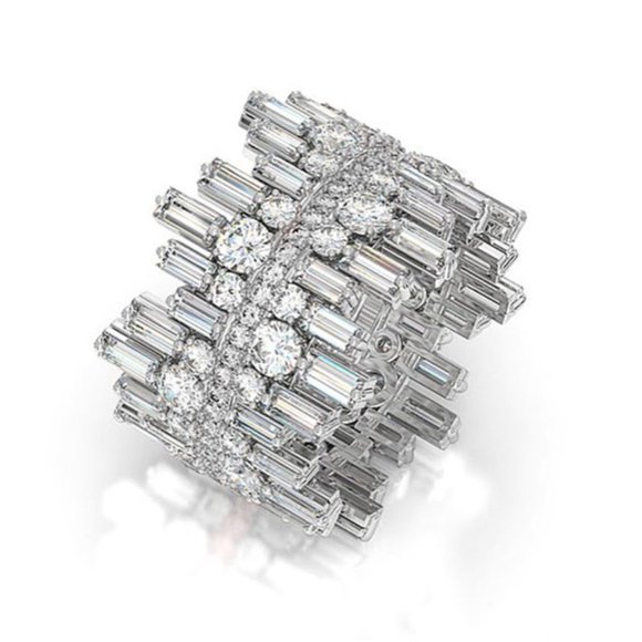 Micro Paved Irregular Multi-Row Diamond Ring - Picture 3 of 7